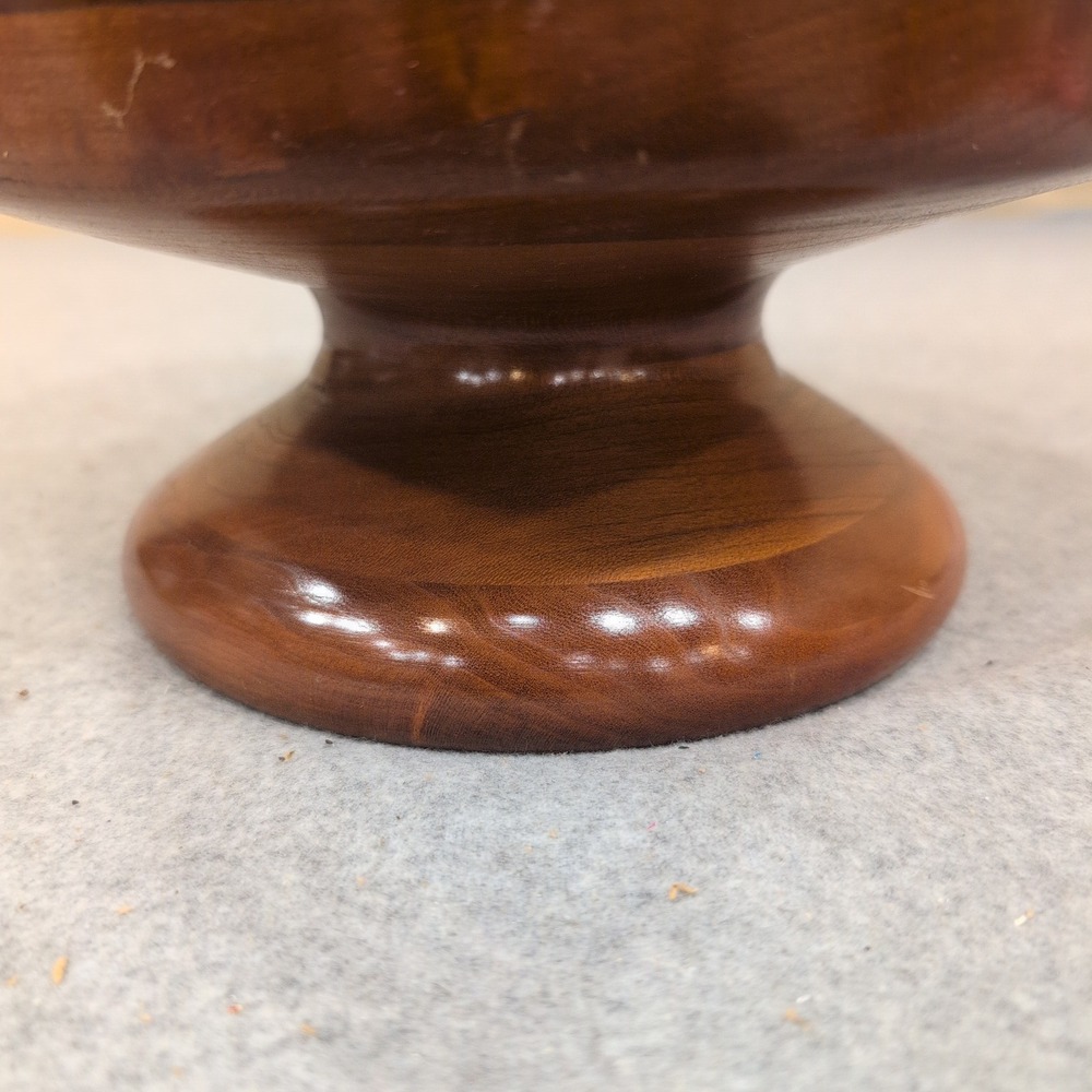 Handcrafted Pedestal Wood Bowl Footed Decorative‎ Centerpiece Dish Brown - Picture 4 of 7